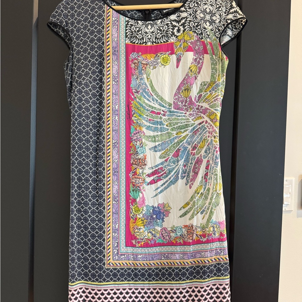 Just Cavalli Multi-Color Floral & Stripe Silk Blouse